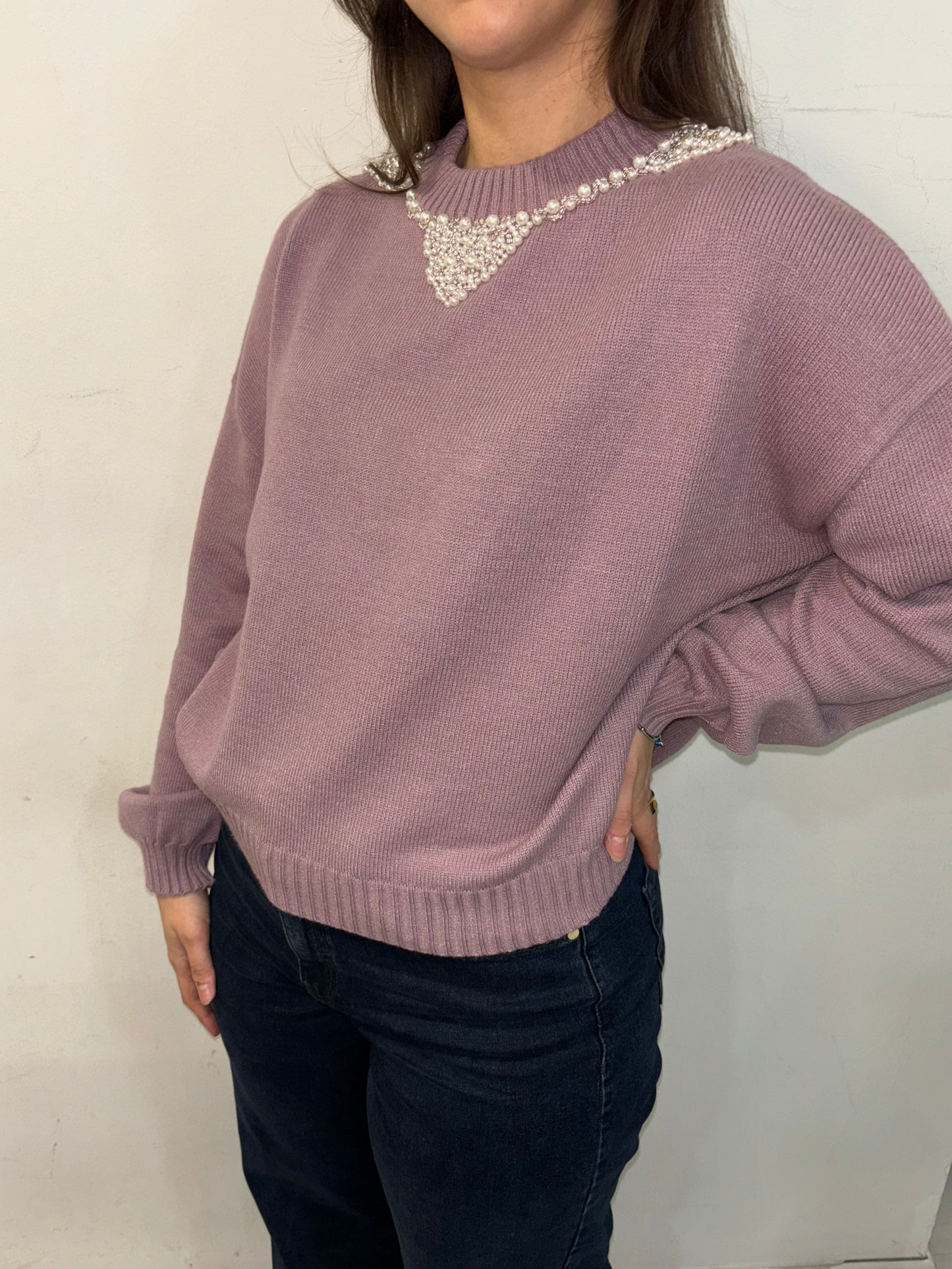 Pull Girocollo Ricami in Perle Club Crochet