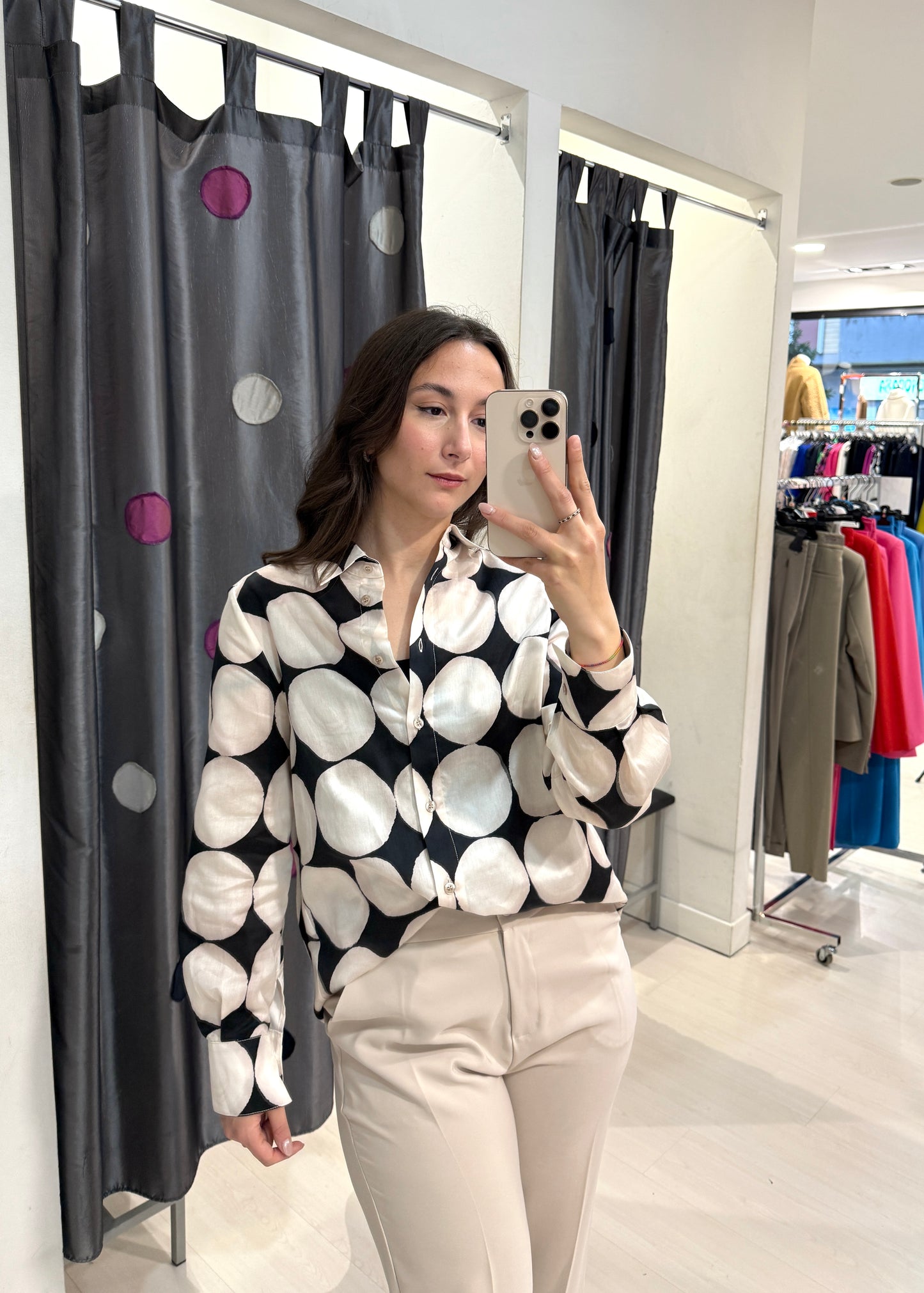Camicia a pois doppio tessuto