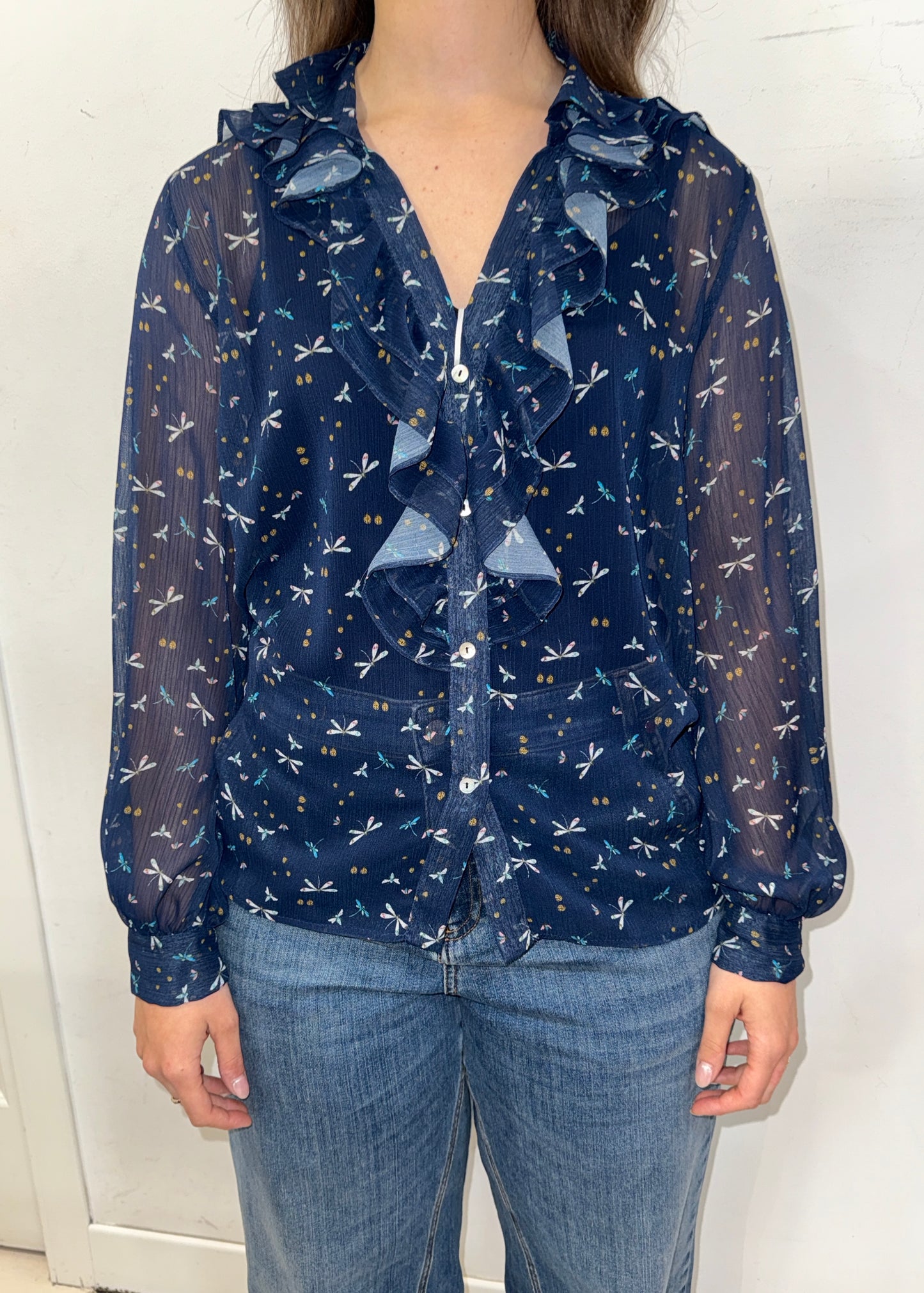Blusa con volant blu iBlues