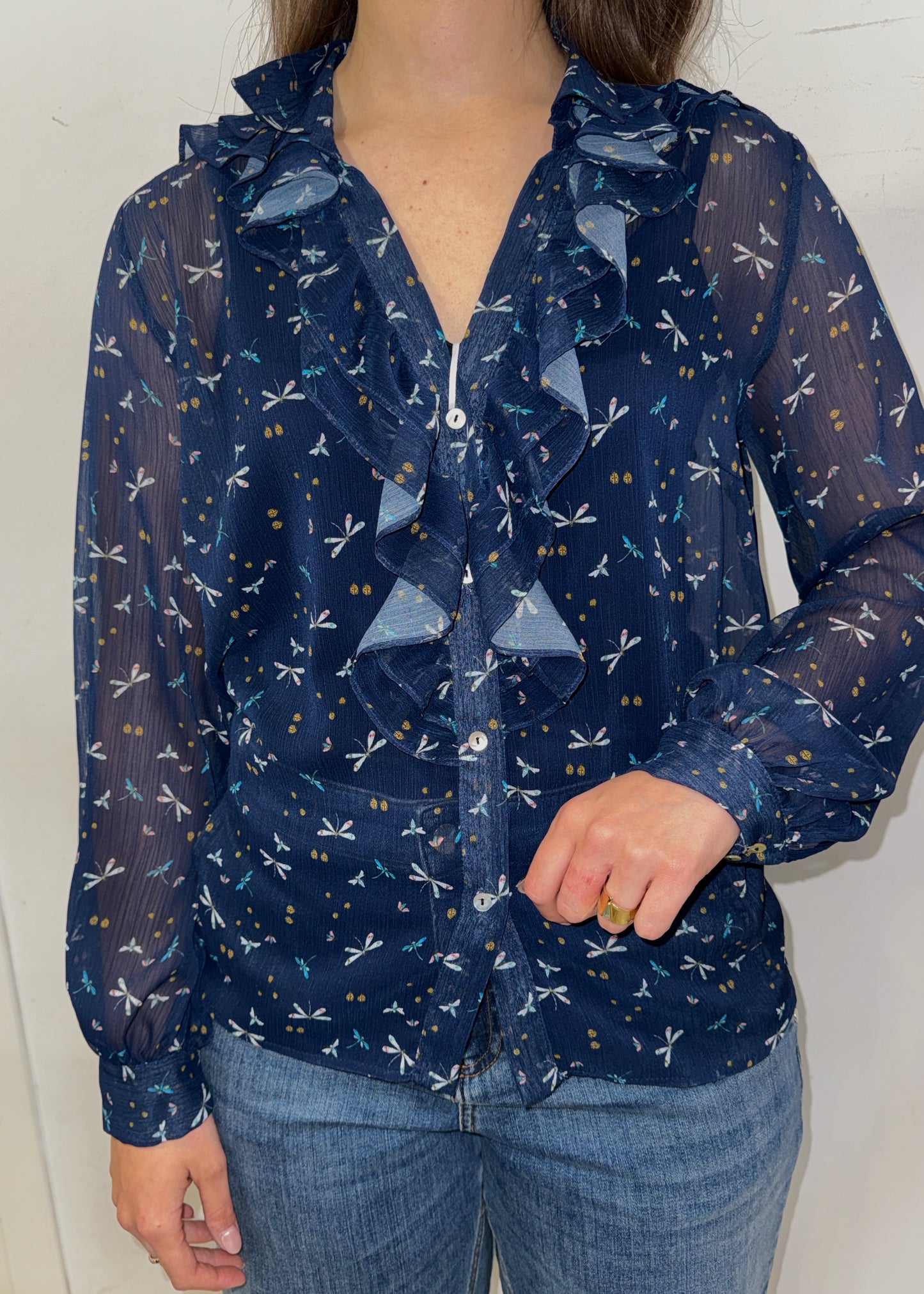 Blusa con volant blu iBlues