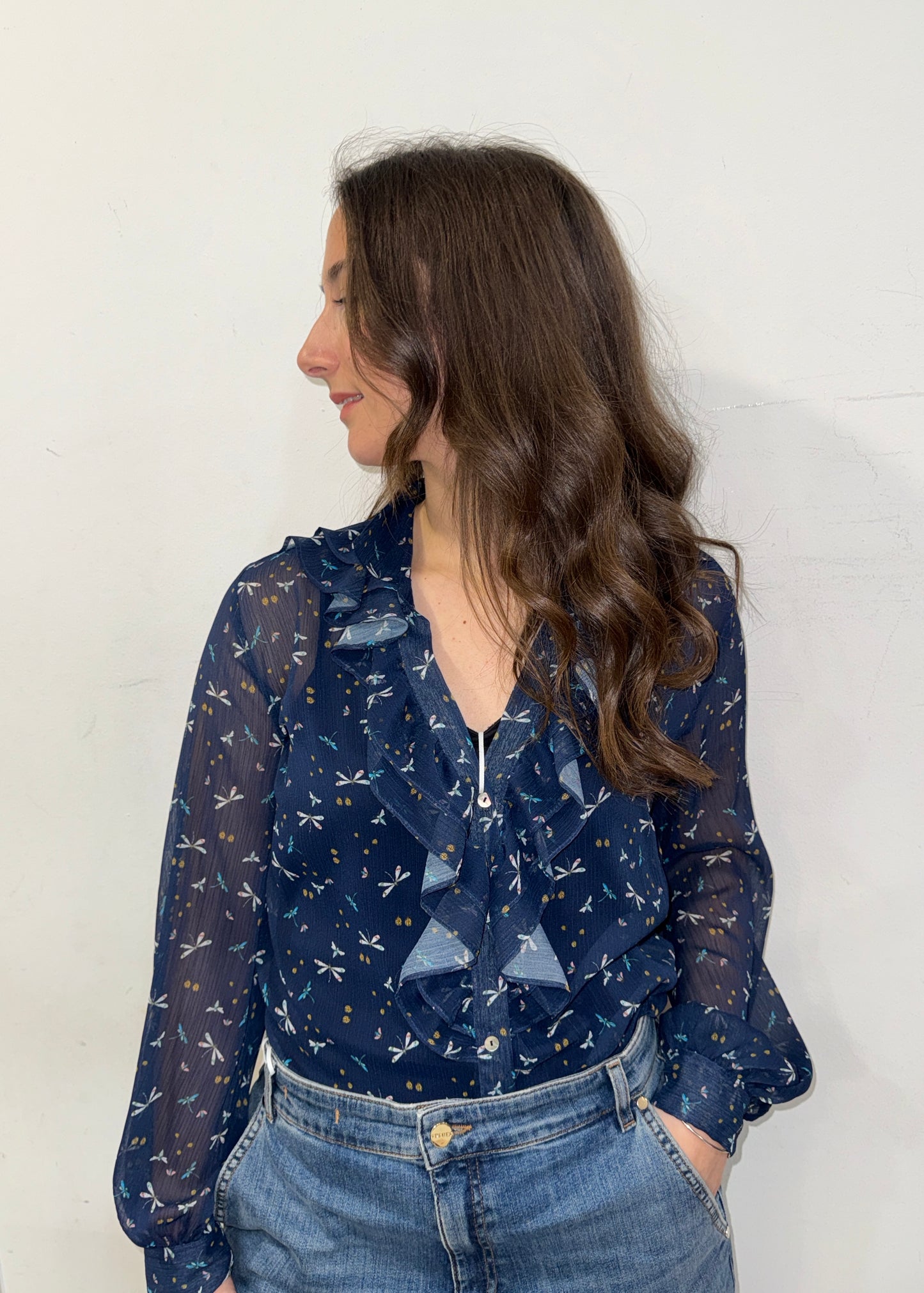 Blusa con volant blu iBlues