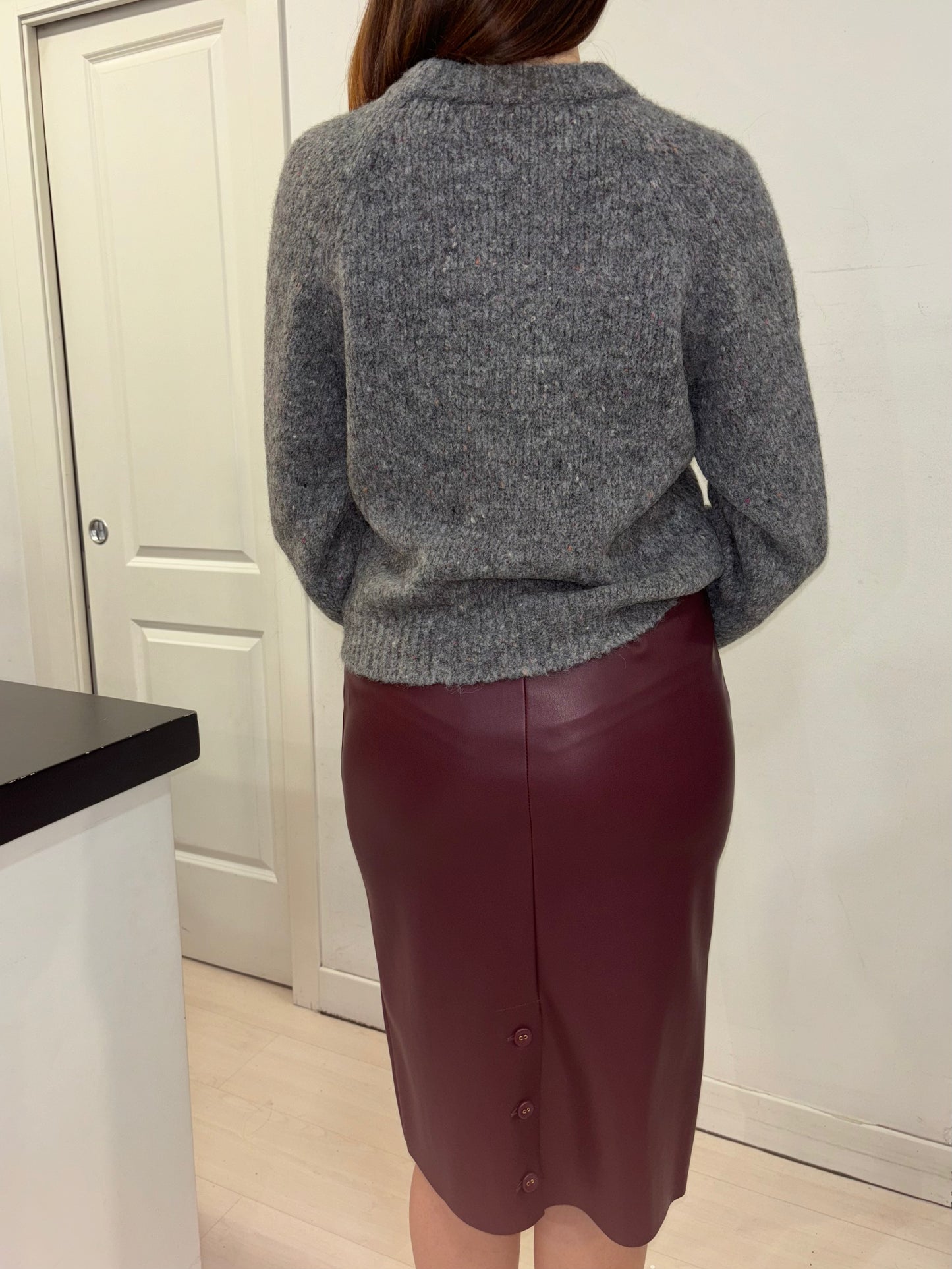 Gonna burgundy a matita ecopelle SISTE'S